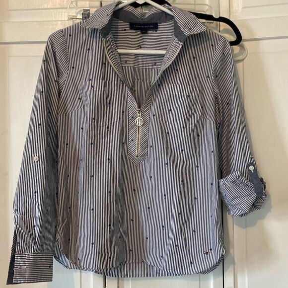 Tommy Hilfiger 1/2 zip blouse - Palm Trees - Size XS - Picture 1 of 7